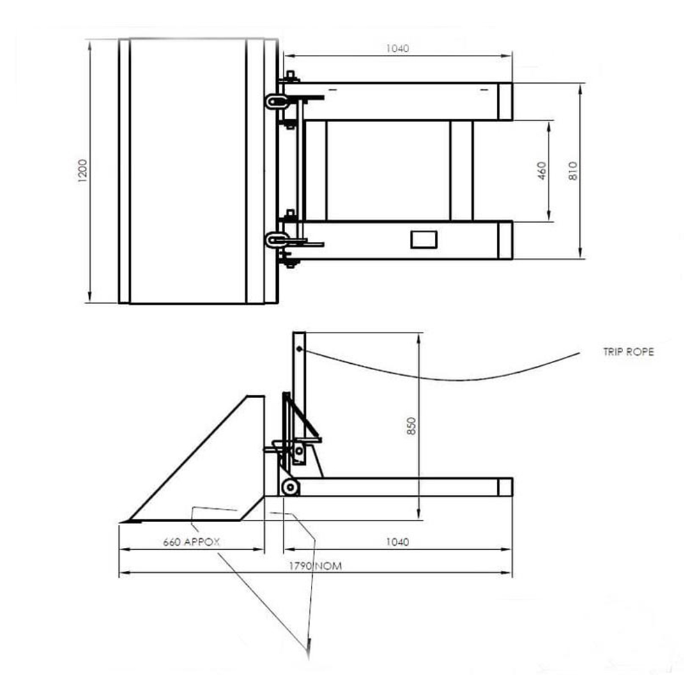 Forklift damperli hazne kovası details